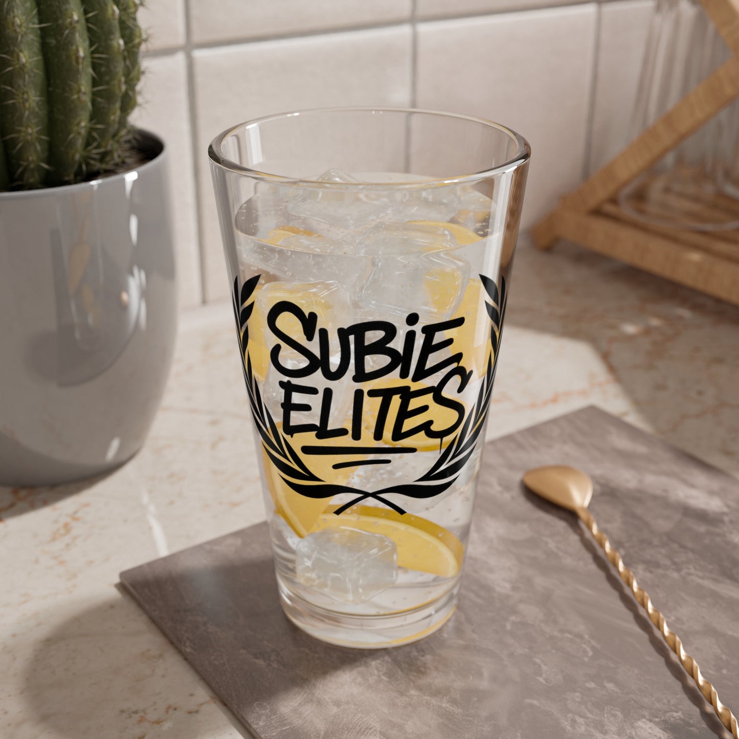 Subie Elites Official Logo Drinking Glass 16oz